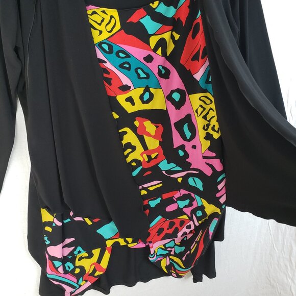 Eva Varro Tunic Top Abstract Print Colorful Art-to-Wear Tie Front size 1X Artsy - Picture 4 of 11